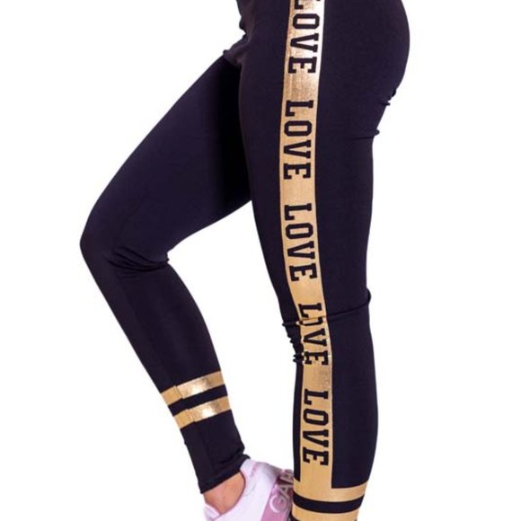 High-Waisted & Love Detailed Leggings with Side Pockets Black - Picture 3 of 6